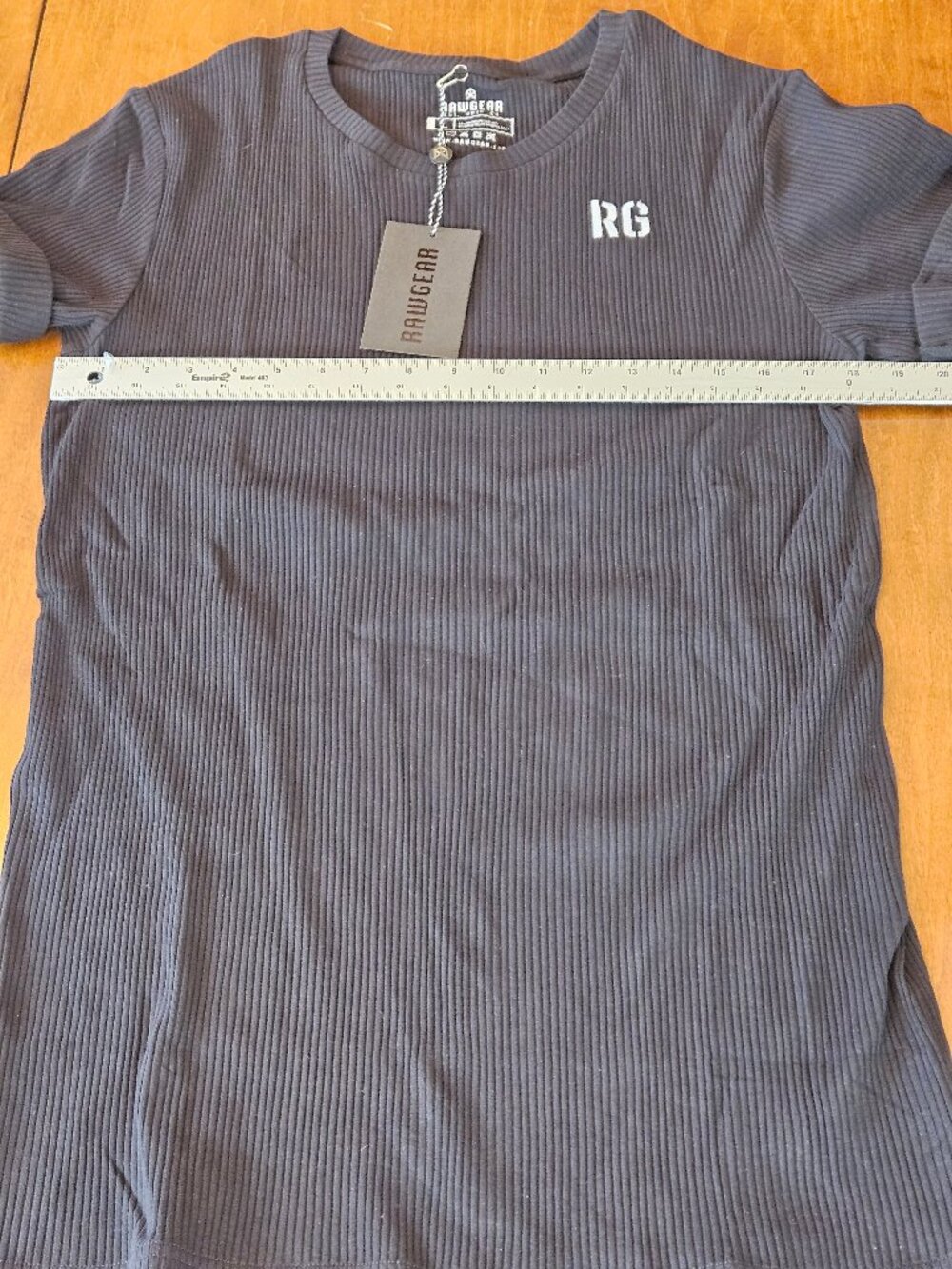 RawGear Men's Ribbed T-Shirt, Black, Sz L - Picture 8 of 12